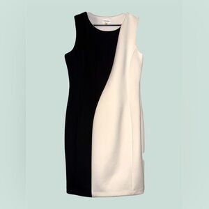 Calvin Klein Elegant Black and White Sleeveless Dress size 14